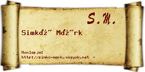 Simkó Márk névjegykártya